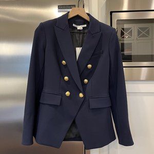 Veronica Beard Miller Dickey Jacket Navy with Gold Buttons Size 2 New with Tags